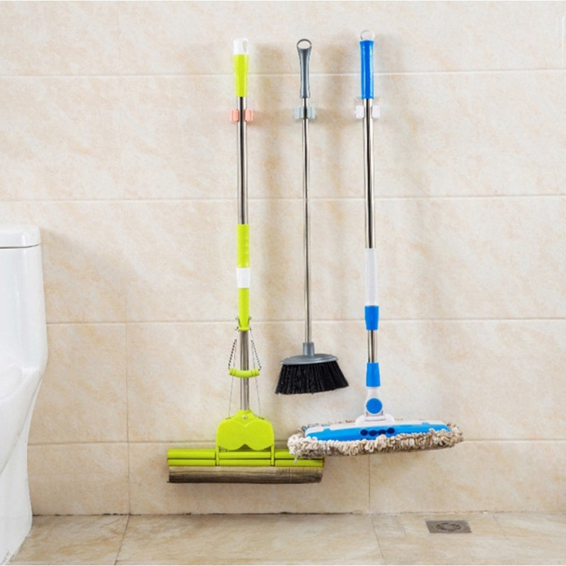 Móc treo cây lau nhà dán tường -Móc Dán Tường Kẹp Giữ Cây Lau Nhà / Móc Treo Chổi, Treo Ô, Đồ Dùng
