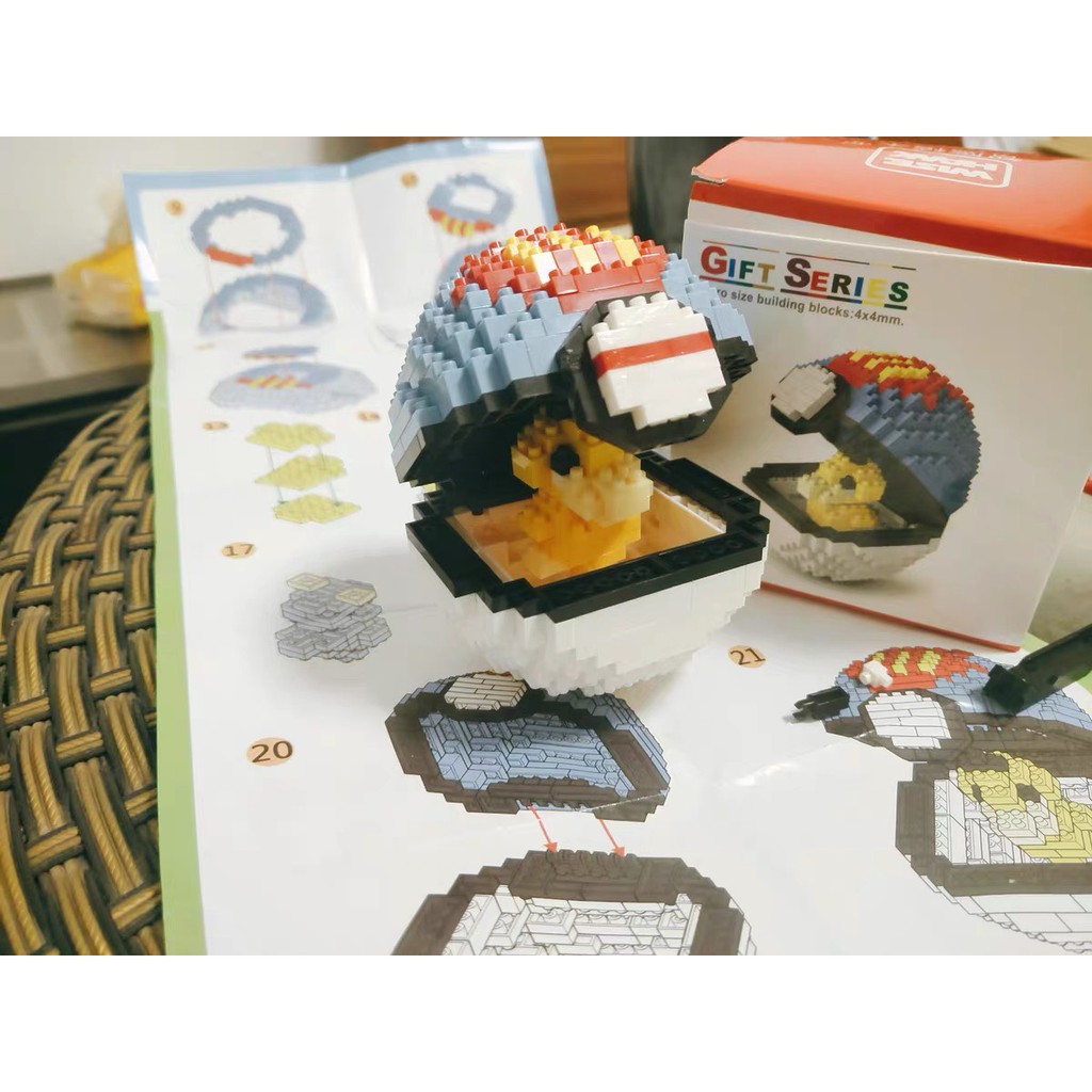 Đồ chơi xếp hình lắp ráp POKEBALL PIKACHU l NANO BLOCK