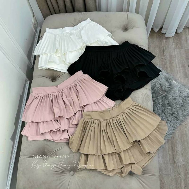 CHÂN VÁY XẾP LY HAI TẦNG QUẢNG CHÂU ẢNH THẬT ALOHASHOP91