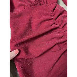 VÁY BODY NHŨ ĐỎ CỔ V RÚT EO