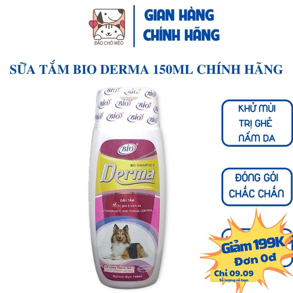 Sữa tắm Bio Derma chó mèo 150ml Đặc trị ghẻ và nấm da cho chó mèo - Đảo Chó Mèo