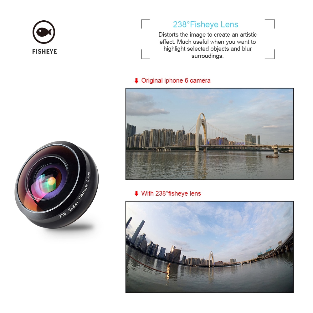 điện thoại APEXEL 2in1 chuyên nghiệp Lens kit 2.5x Lens kính thiên văn + 238 độ Lens siêu fisheye Lente