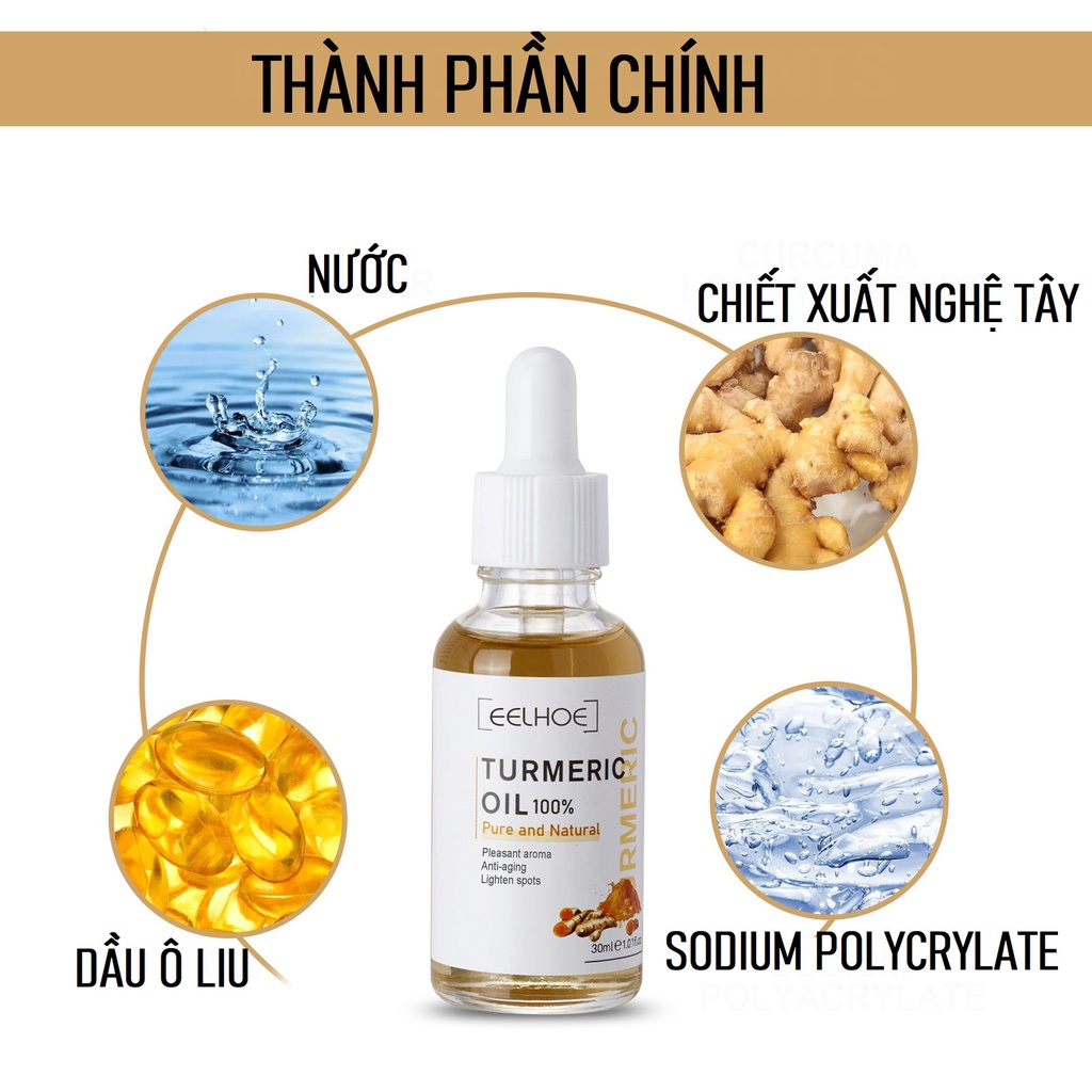 Tinh Chất Dưỡng Da Nghệ Tây TURMERIC OIL Giúp Da Trắng Sáng, Xóa Mờ Tàn Nhang Thâm Sạm, Da Không Đều Màu