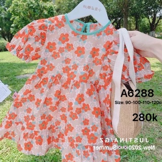 Váy bé gái hoa nhí cam