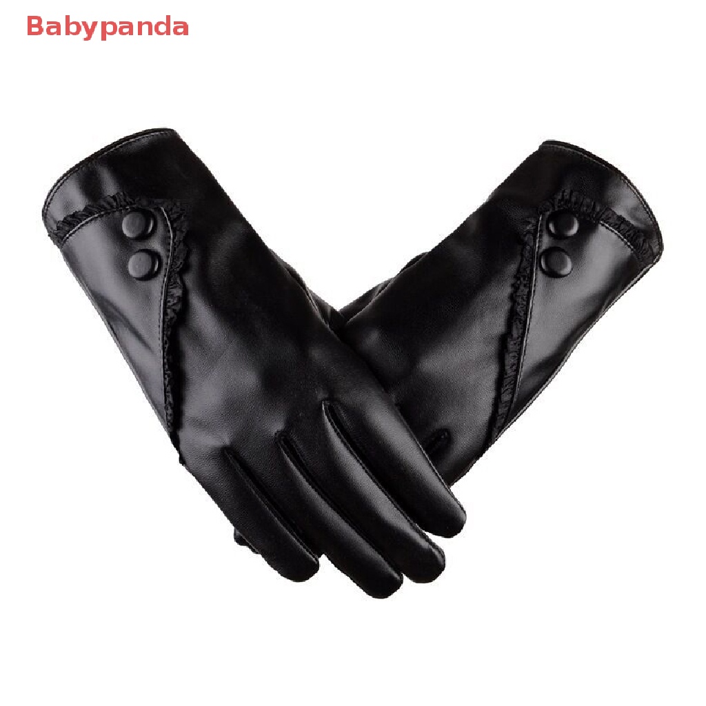 Găng Tay Da Lót Nhung Giữ Ấm Mùa Đông Có Thể Chạm Màn Hình Cảm Ứng Dành Cho Nữ