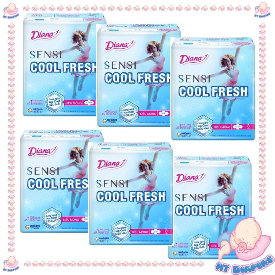 Băng Vệ Sinh Diana Sensi Cool Fresh Siêu Mỏng Cánh 23cm (6 gói)