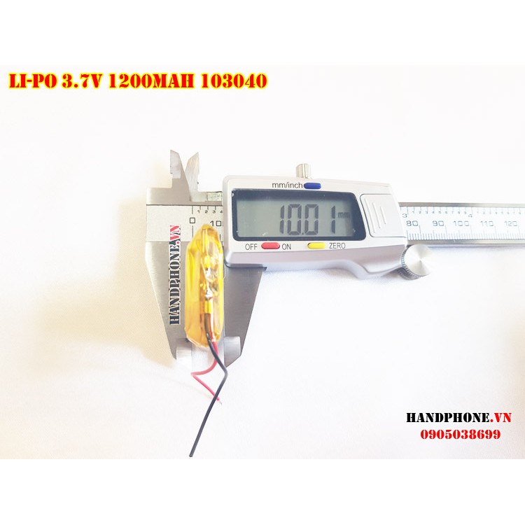 Pin Li-Po 3.7V 103040 1200mAh (Lithium Polyme)  cho loa Bluetooth, Định vị GPS, Camera hành trình loại 2 dây,3 dây