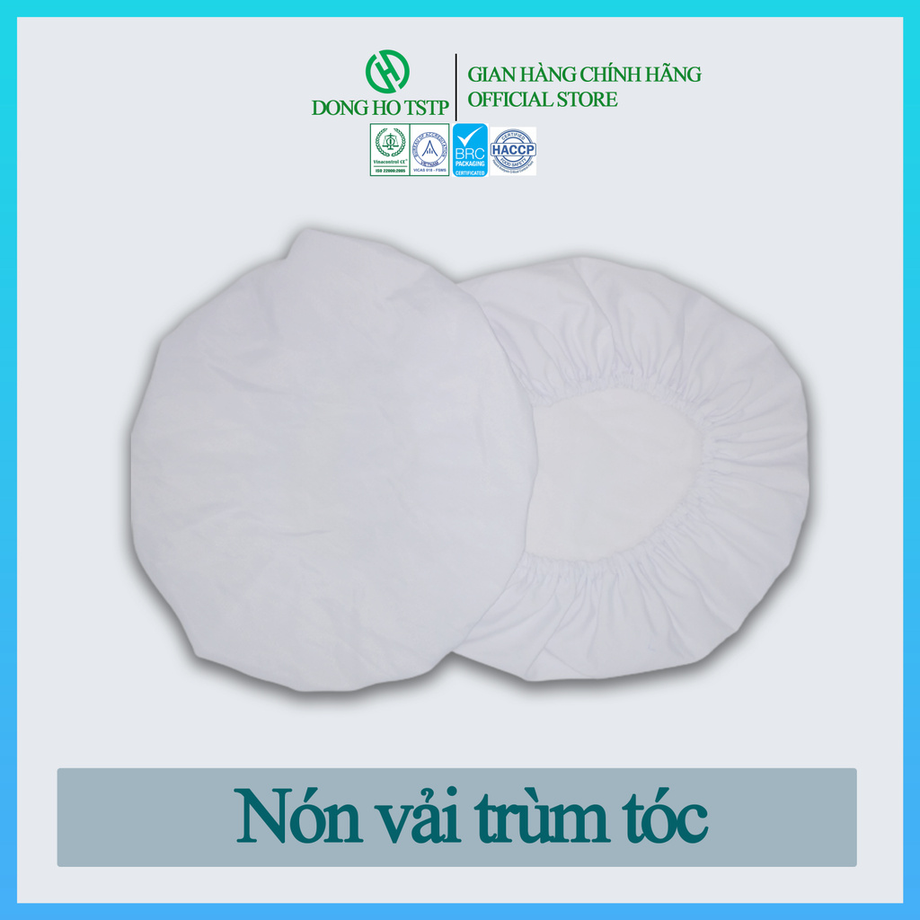 Nón vải trùm tóc cao cấp bảo hộ lao động chất lượng cao màu xanh biển và trắng