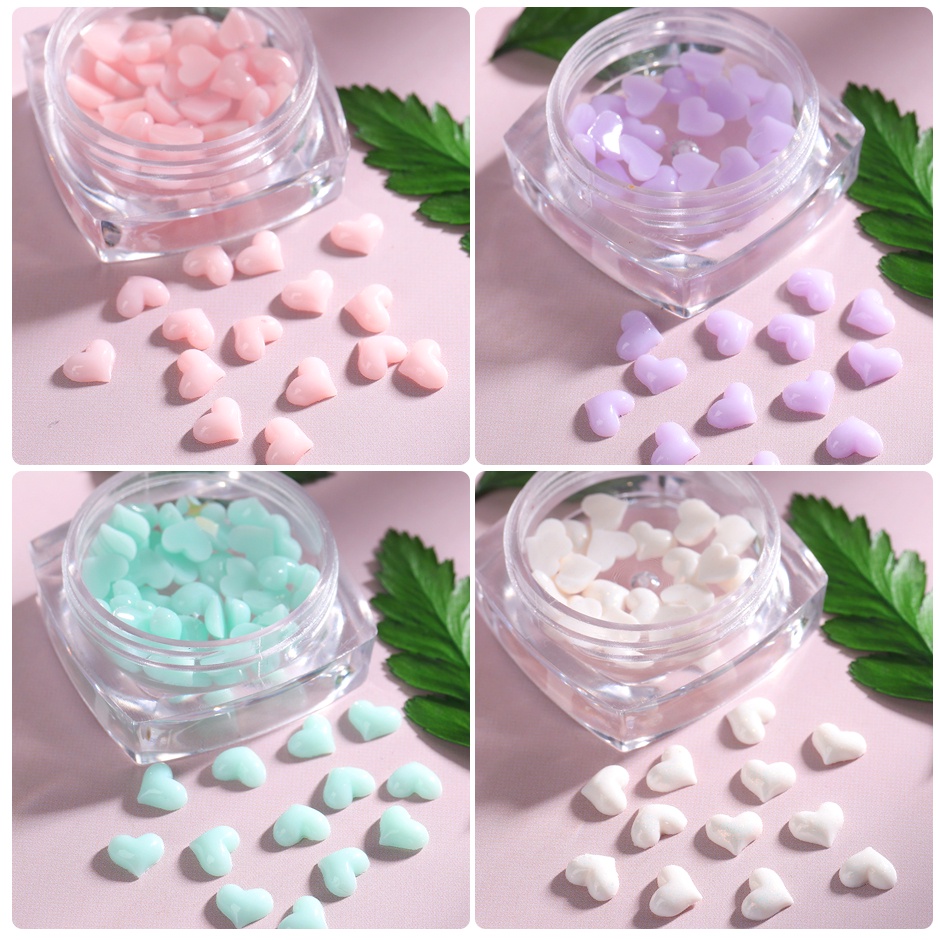 Hộp phụ kiện trang trí móng tay STZPRONAIL hình trái tim 3D màu trắng bằng nhựa resin cao cấp