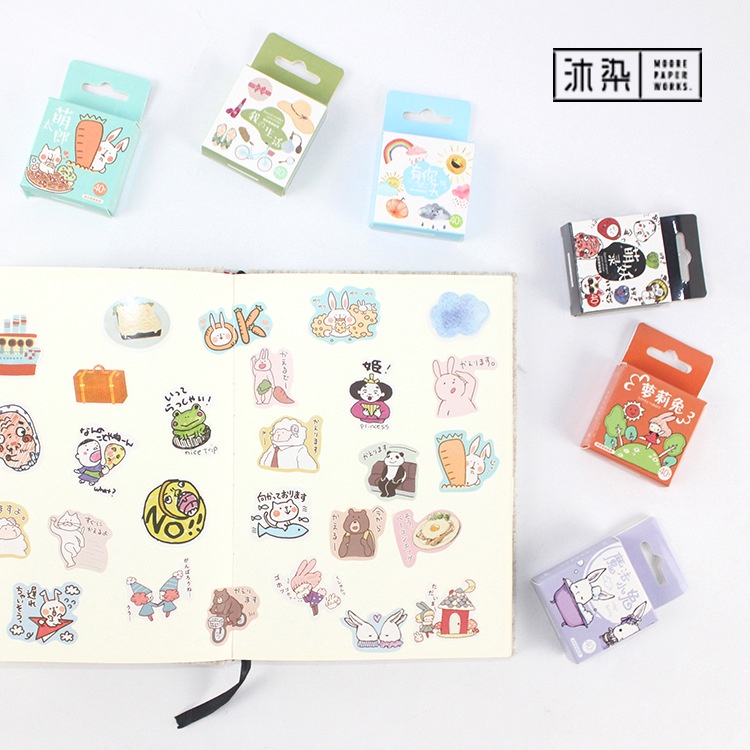 Hộp 40 Nhãn dán sticker Hoạ tiết dễ thương trang trí sổ tay bullet journal M503