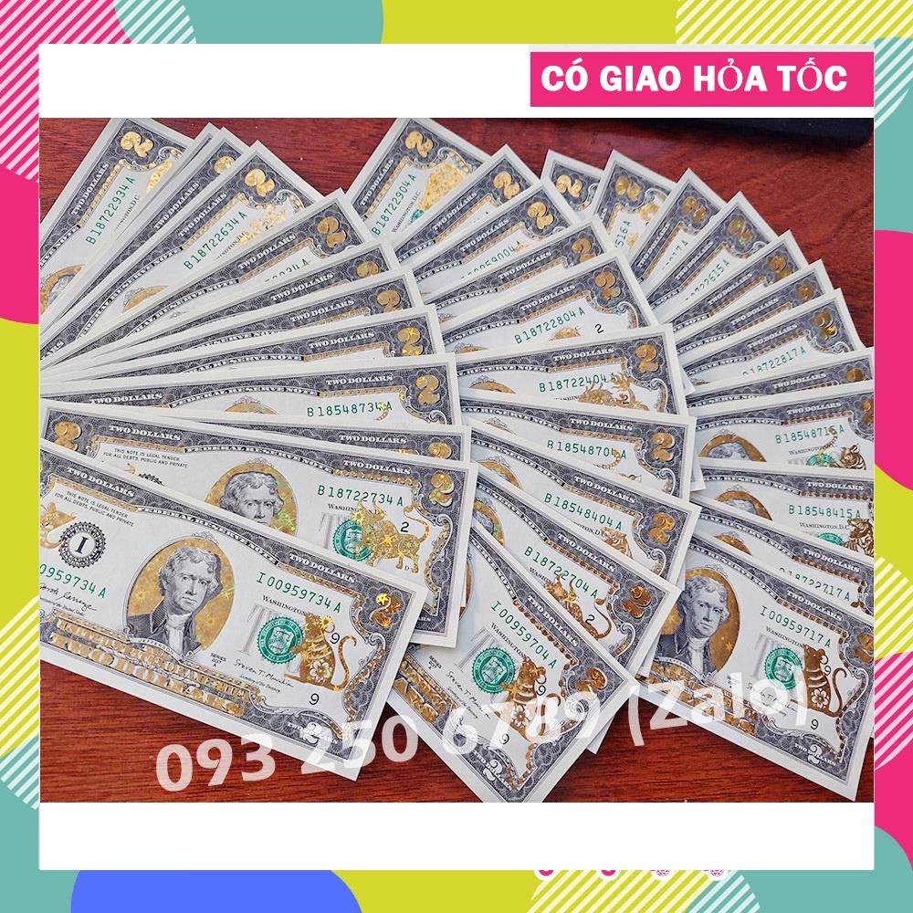 Tờ Tiền 2 Usd 12 Con Giáp Mạ Vàng 3D Kèm Bao Lì Xì, Đô Sưu Tầm Lưu Niệm, Làm Quà Tặng  May Mắn
