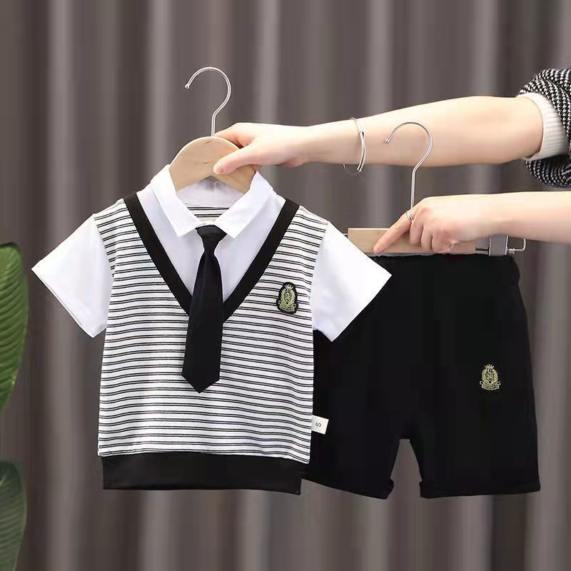 Bộ Đồ Thời Trang Mùa Hè Phong Cách Nước Ngoài Dành Cho Bé Trai 1-2-3-4-5-6 Tuổi