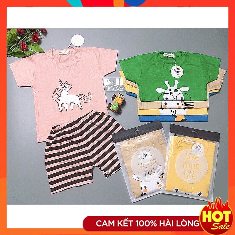 Bộ cộc tay thun lạnh minky mom hoạ tiết bò đeo kính bộ cộc tay cho bé