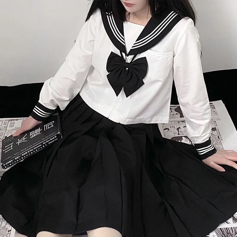 Bộ Đồng Phục Nữ Sinh Nhật Bản Gồm Áo Ngắn + Chân Váy Chữ a Xếp Ly Dễ Phối Đồ