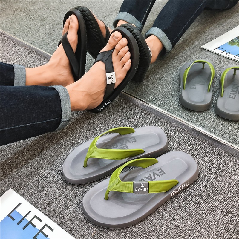 -Dép kẹp nam xỏ ngón siêu nhẹ Evabu đế massager làm từ cao su chống nước cực bền 3 màu