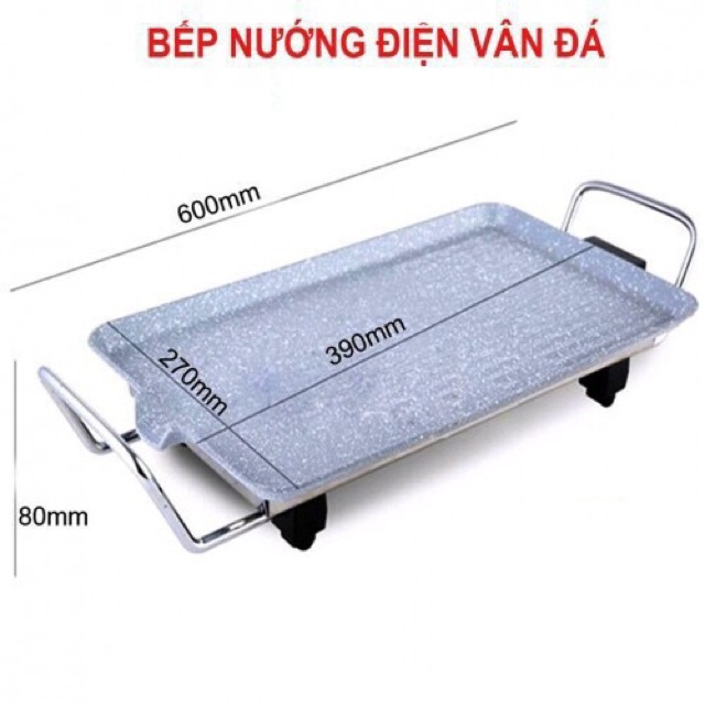 Bếp nướng điện không khói mặt vân đá Gang Nguyên Khối