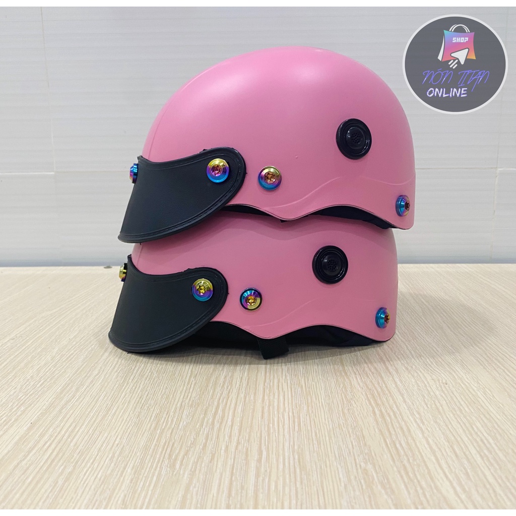 [TẶNG TEM BIKER] Nón Bảo Hiểm Trơn - Màu Sơn Nhám - Gắn 7 Ốc TiTan Gr5 Siêu Ngầu