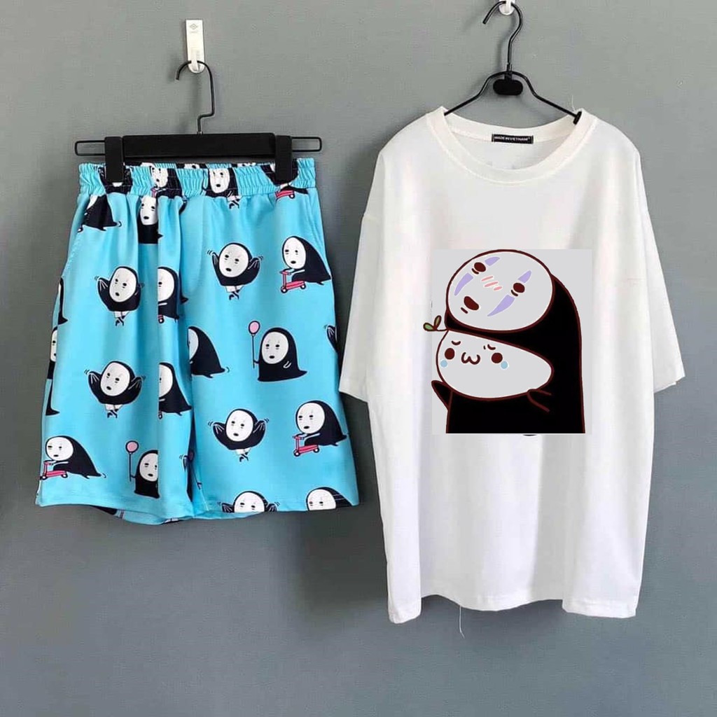 Set vô diện Spirited Away + quần shot cartoon No Face Vô diện noface unisex