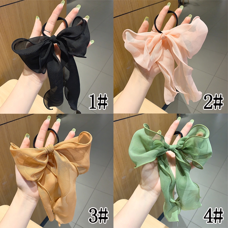 Dây cột tóc chiffon phối nơ thời trang xinh xắn cho nữ