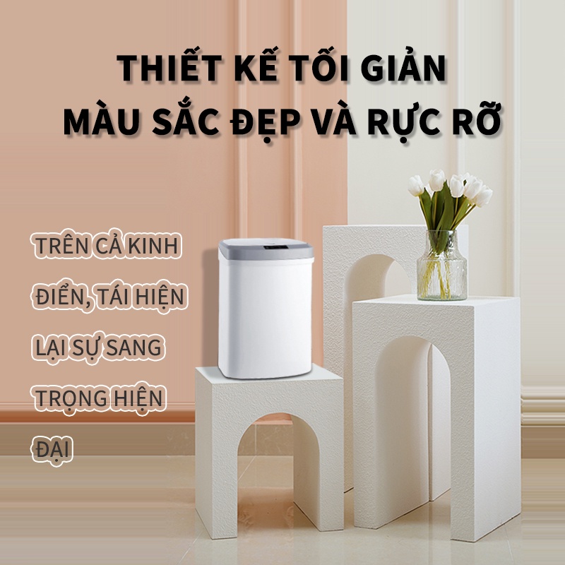 Thùng rác cảm biến thông minh Sọt giấy sang trọng bằng điện hoàn toàn tự động Dùng trong phòng khách nhà bếp-FU508