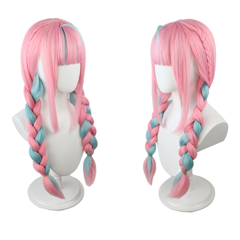 Màu xanh hồng Hỗn hợp cho hololive Minato Aqua Cosplay Tóc giả