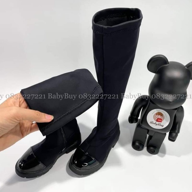 GIÀY BỐT CAO CỔ CHO BÉ GÁI , BỐT CHO BÉ CHẤT VẢI CO GIÃN MŨI BÓNG