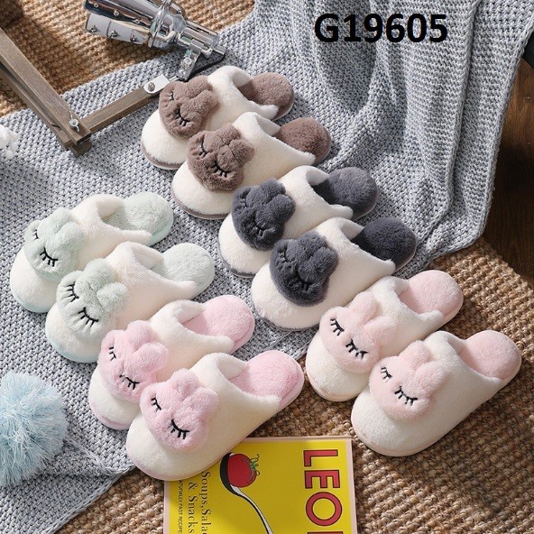 G19605- Dép lông mùa đông đi trong nhà đế chống trơn trượt hàng nhập