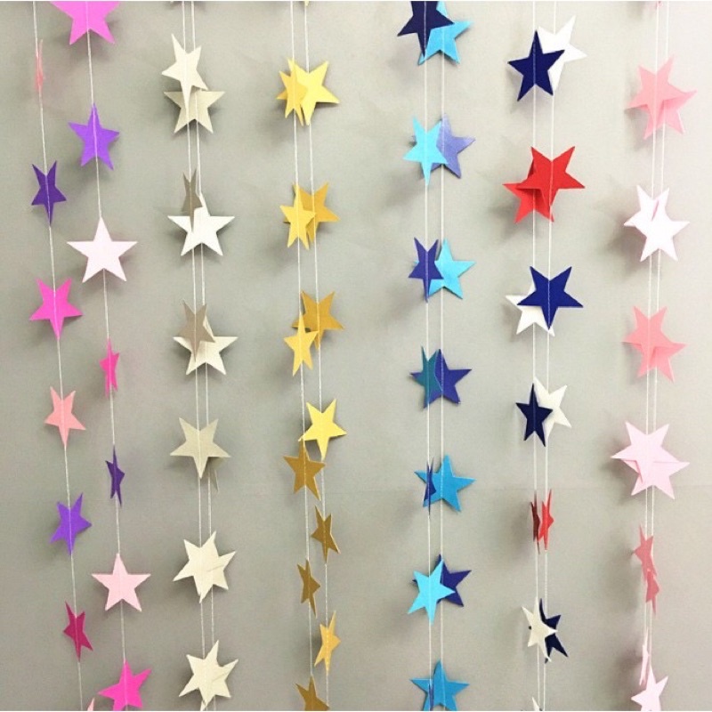 Dây treo sinh nhật garland hình ngôi sao, hình tròn 4 mét