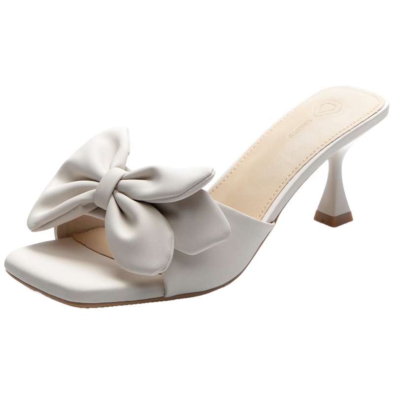 Guốc cao gót thắt nơ 7 phân, giày cao gót có nơ thời trang Womenstyle 2 màu Đen, Trắng chuẩn size 35-39 mã TD01