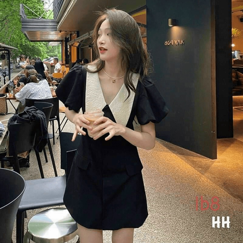 ĐẦM SUÔNG NỮ CỔ LÁ SEN XINH XẮN SIÊU CUTE HHP FASHION