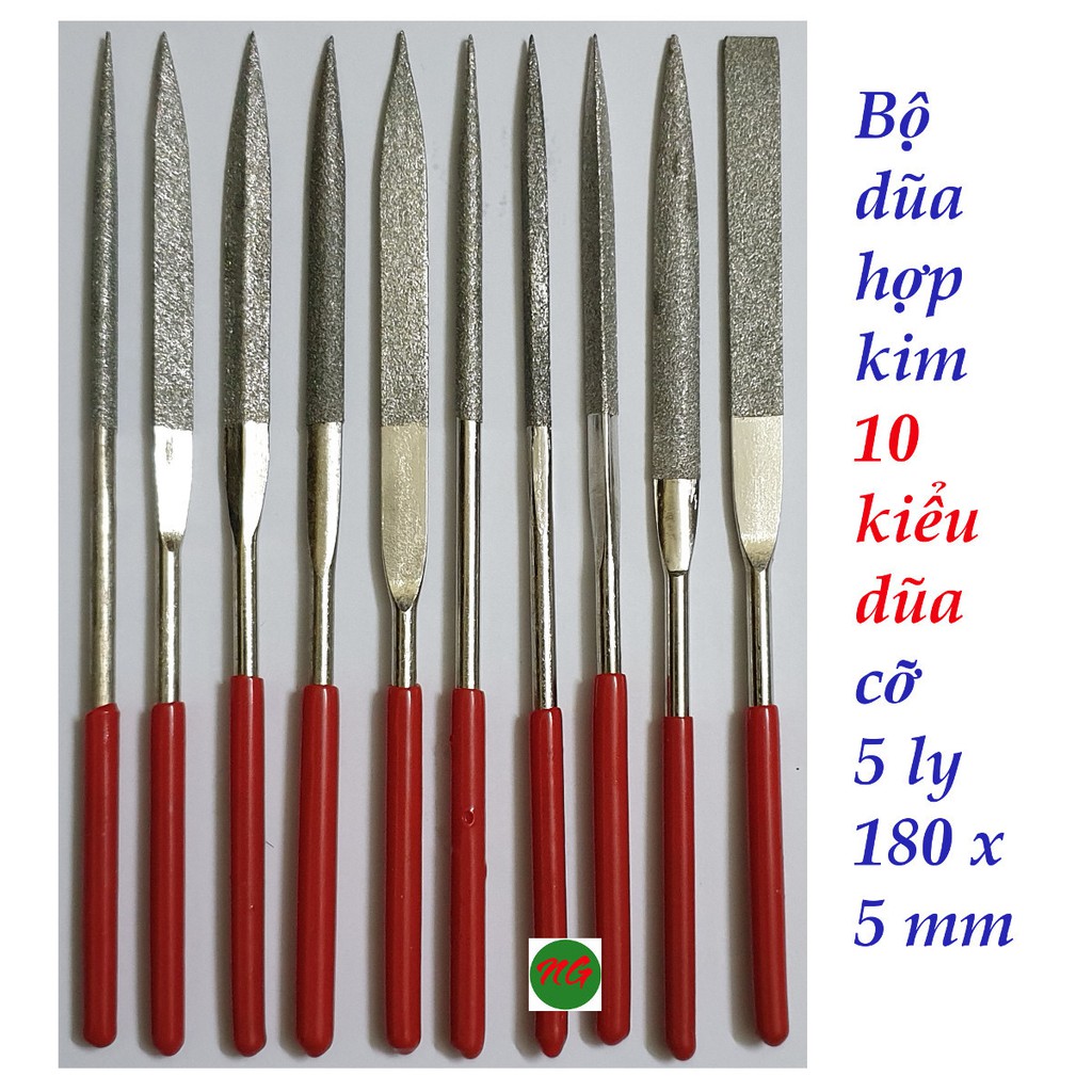 Bộ dũa hợp kim 10 kiểu dũa cỡ 5x180