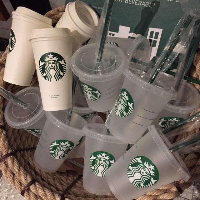 Cốc uống nước trong suốt thay đổi màu sắc họa tiết Starbucks 24 oz