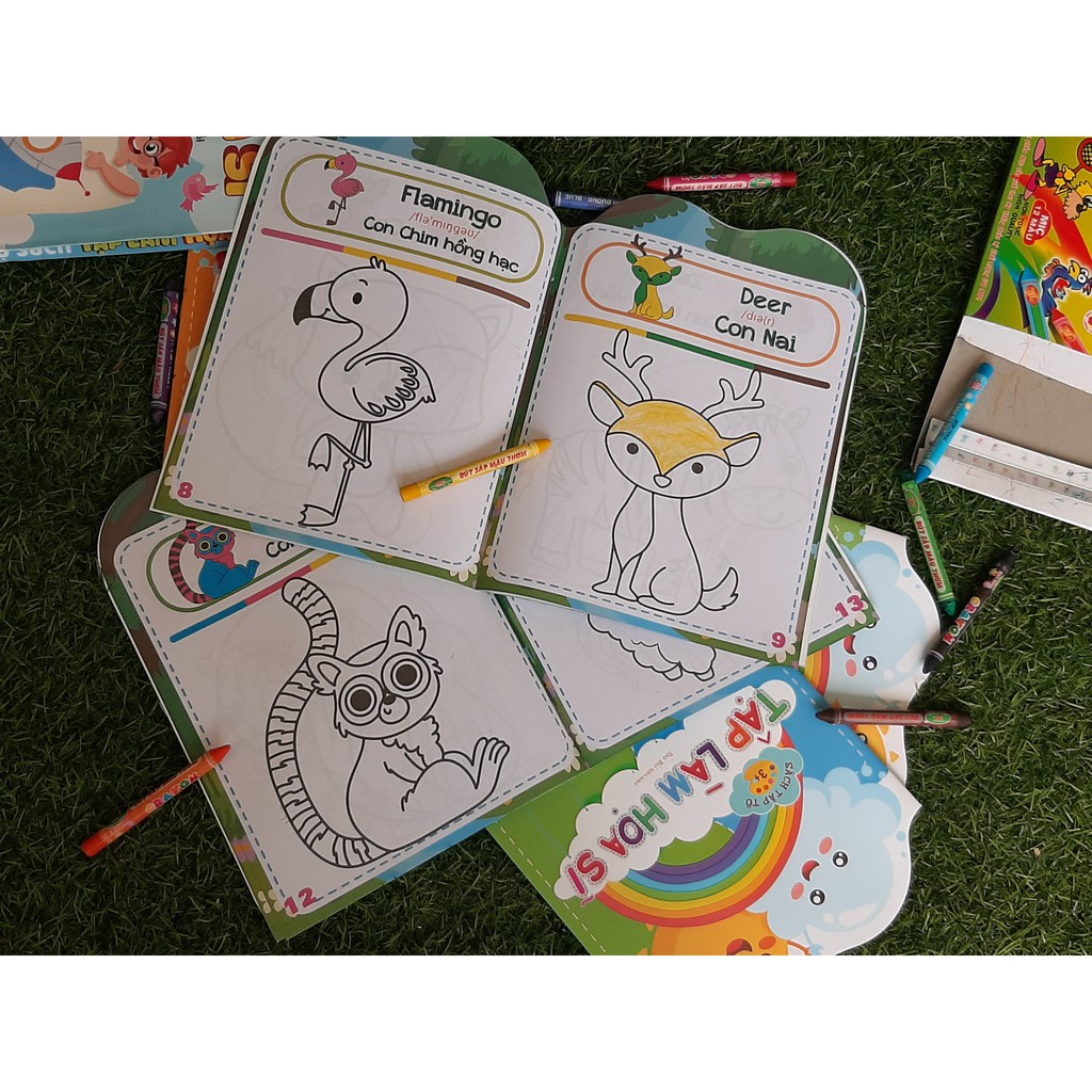 Bộ Sách Tô Màu Tập Làm Họa Sĩ Bộ 6 Cuốn: Chủ đề Nghề Nghiệp, Đồ Dùng, Trái Cây, Loài Hoa, Động Vật Dưới Nước Và Trên Cạn