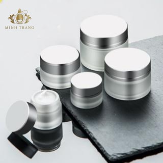 Lọ Chiết Kem Thủy Tinh Phun Mờ Nắp Bạc 30Gr/50Gr - Hũ Đựng Kem Face/Muối Spa/Bột Nghệ/Bột Dưỡng Thể