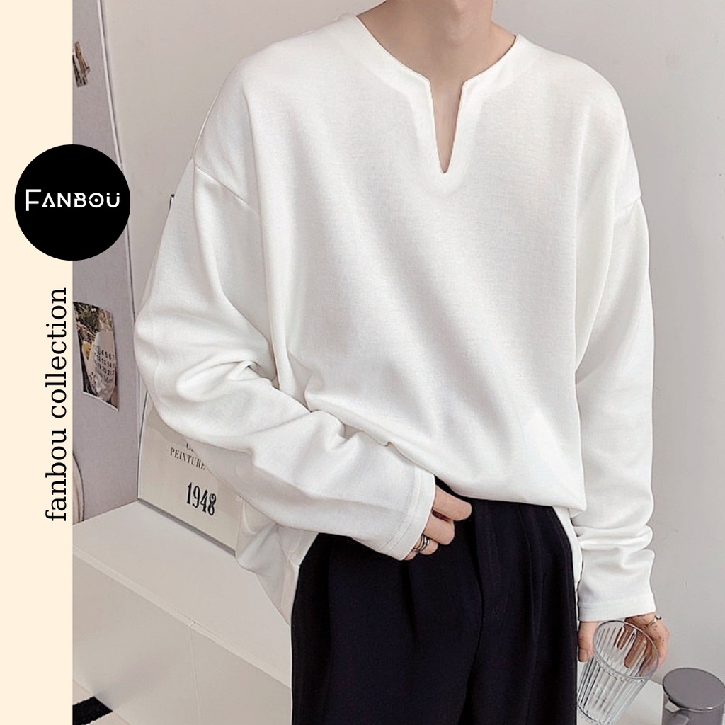 Áo thun cotton nam cổ xẻ V tay dài ngắn