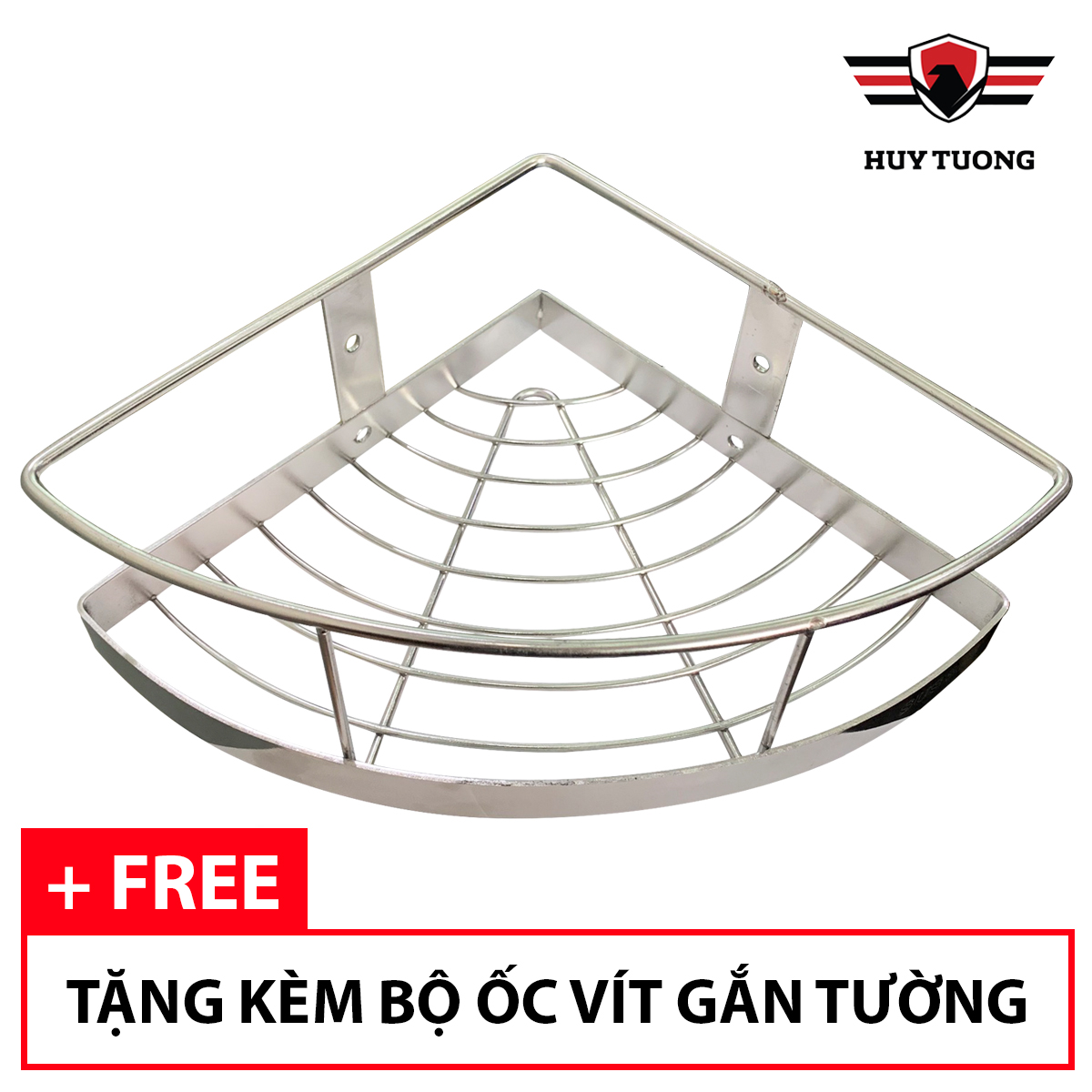 Kệ góc phòng tắm Inox SUS 304 đựng dầu gội, sữa tắm, bàn chải... cao cấp - Huy Tưởng