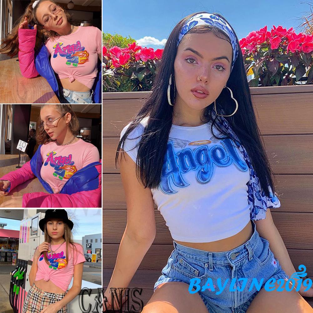 Áo thun lửng ngắn tay thời trang mùa hè gợi cảm dành cho nữ