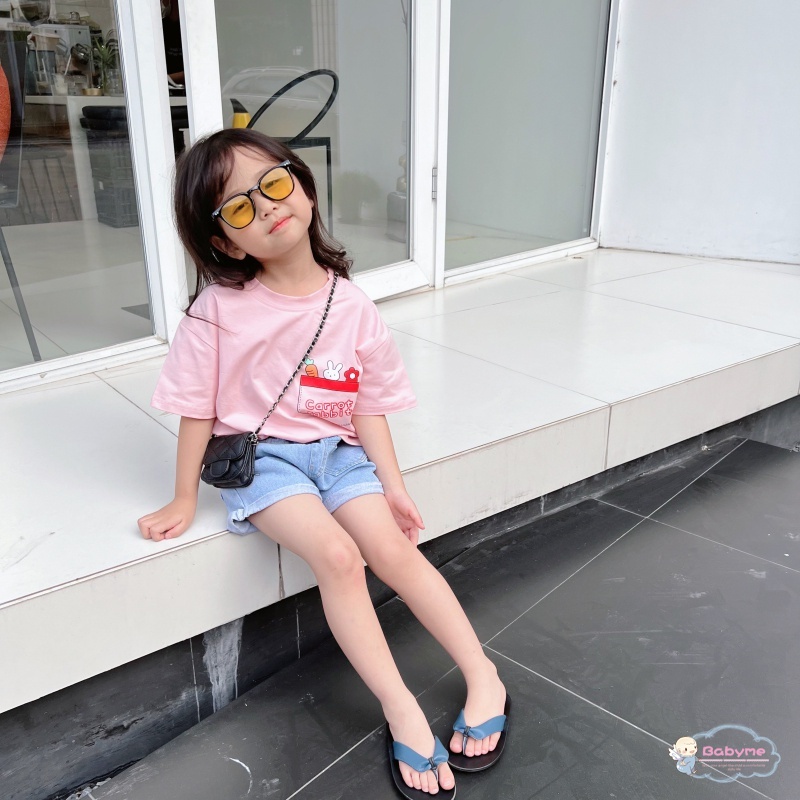 Áo Thun Cotton Tay Ngắn Cổ Tròn Thời Trang Cho Bé Gái