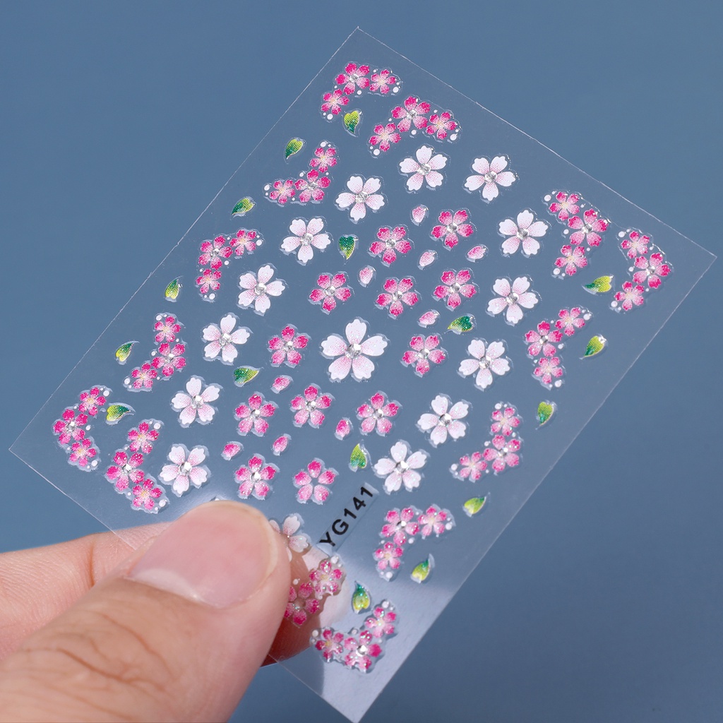 MONJA [Hàng mới về] Set 2 nhãn dán họa tiết hoa xinh xắn trang trí móng nghệ thuật
