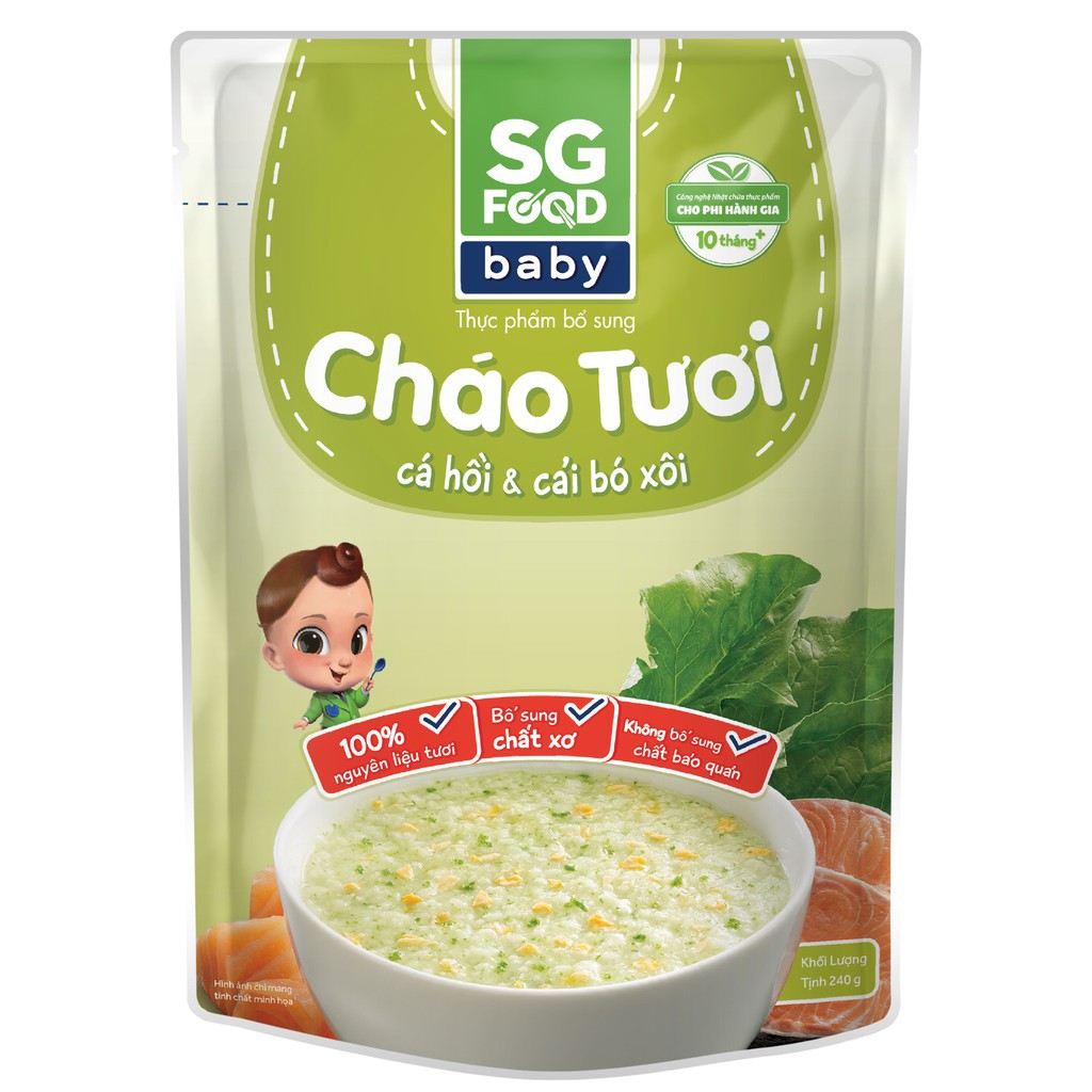 [Lẻ Giá Sỉ]Combo Cháo tươi baby Sài Gòn Food (cá hồi - bò - thịt) 240g x 3 gói (0.81 kg) GIÁ TỐT NHẤT CỰC NGON