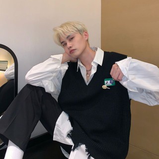 Áo gile unisex nam nữ - áo gile len ulzzang hàn quốc cổ v