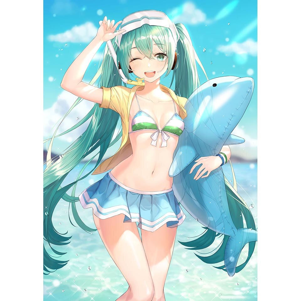 Tranh Treo Tường Trang Trí Hình Ca Sĩ Ảo Hatsune Miku