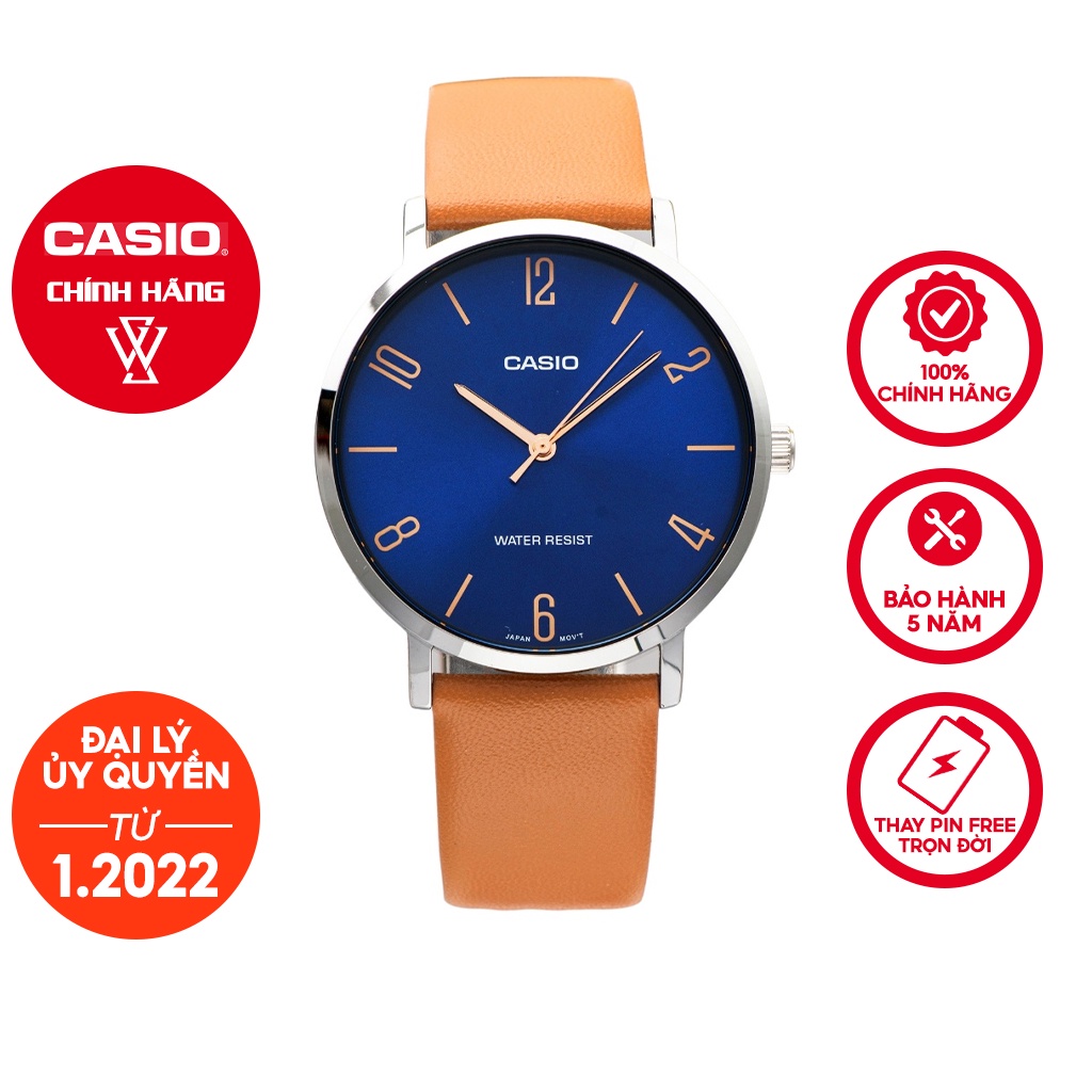 Đồng Hồ Quartz Nam Casio WATCHSTORE MTP-VT01L-2B2UDF Thiết Kế Mặt Kính Khoáng 40mm, Dây Da Và Vỏ Thép Không Gỉ