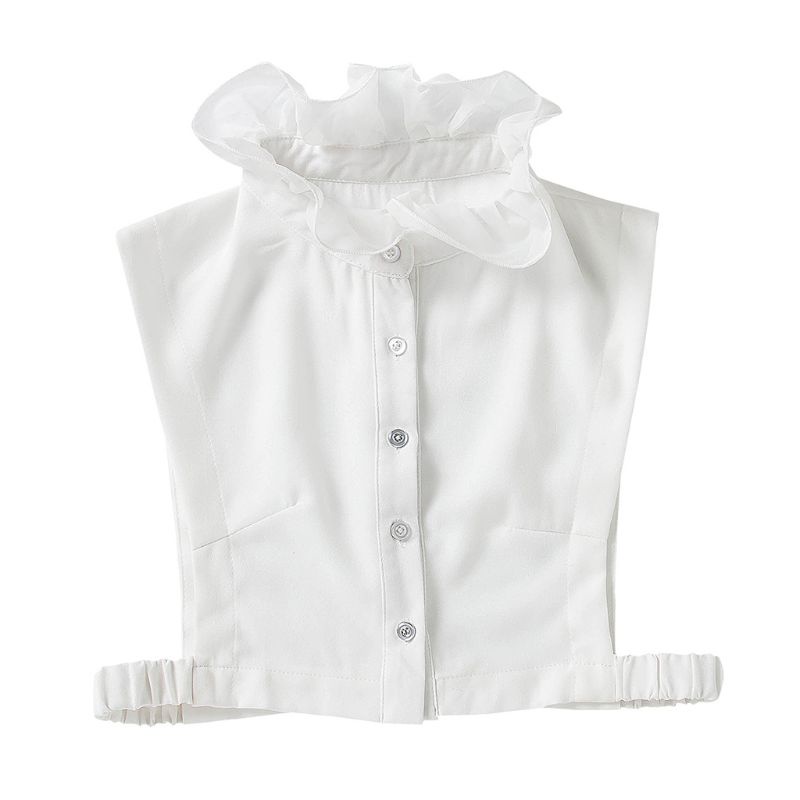 Áo Chiffon Cổ Đứng Giả Nhún Bèo Màu Trơn Kiểu Hàn Quốc Thời Trang Thu Đông Cho Nữ