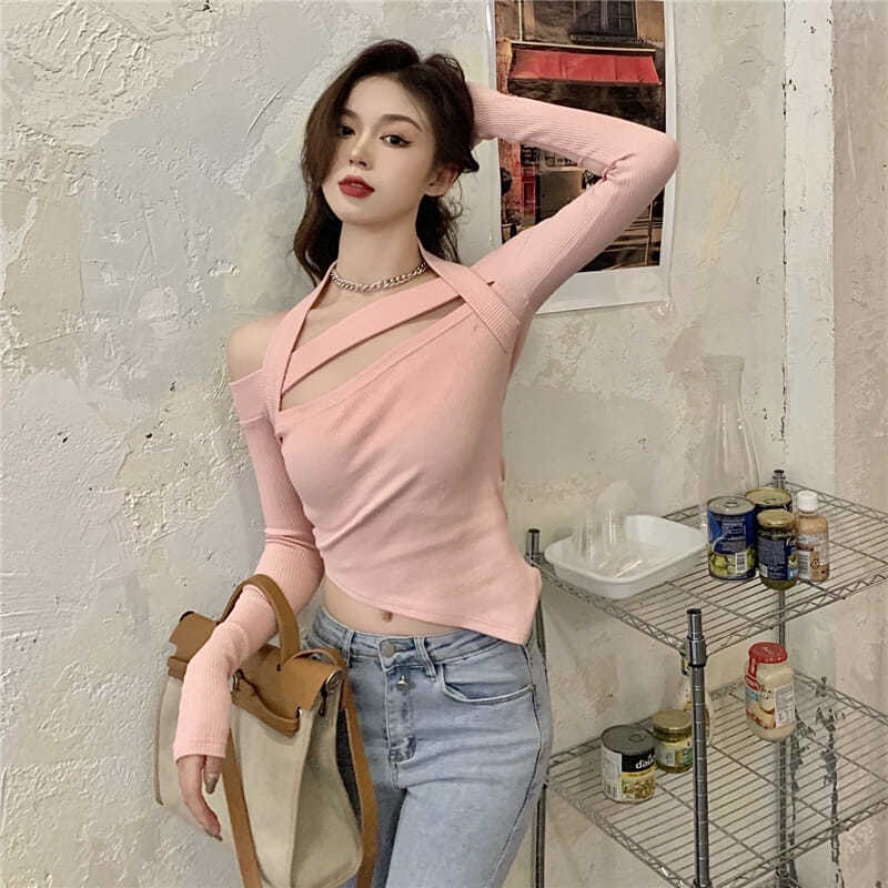 Áo dệt kim tay dài dáng ôm dễ phối đồ thời trang COZOK