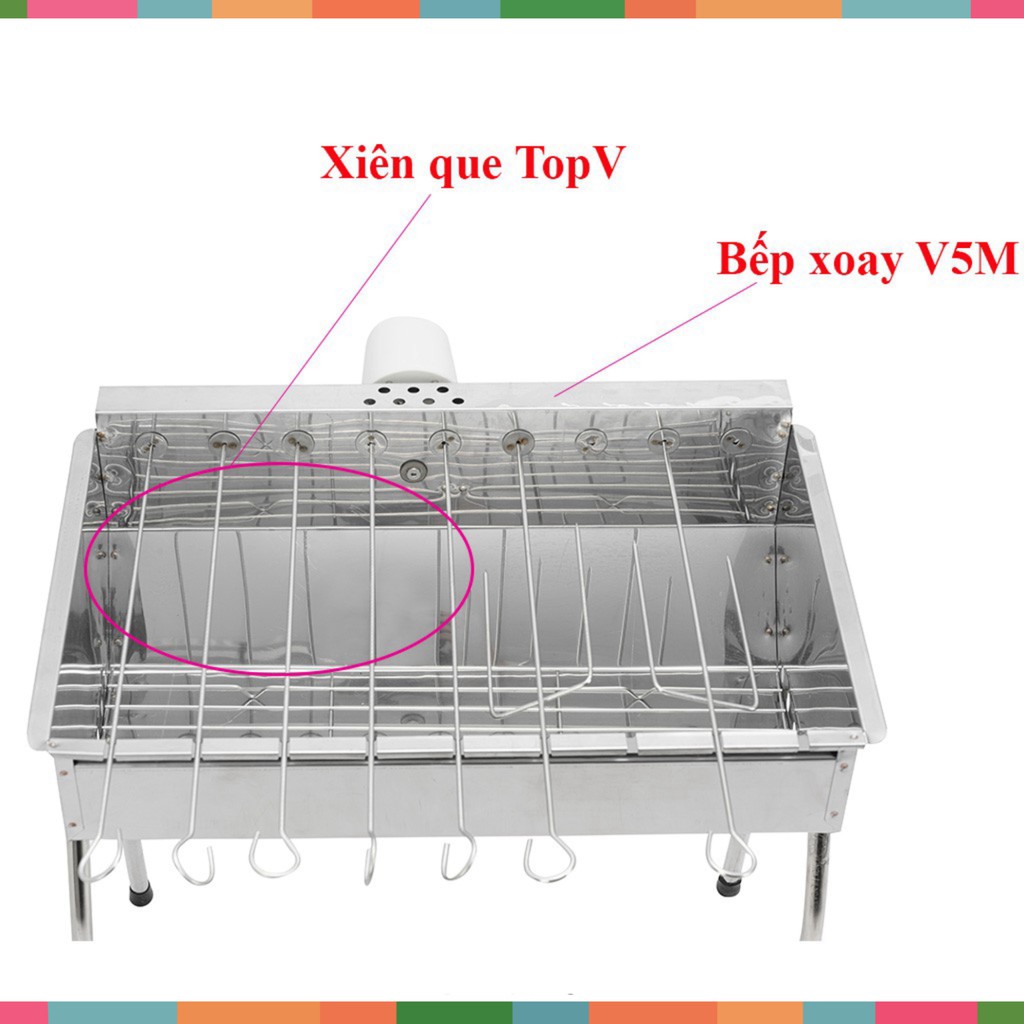 Que xiên thịt nướng TopV 42cm, phù hợp bếp TopV V5M và V5S, xiên nướng Inox cao cấp, không gỉ, xiên nướng thịt, siêu bền