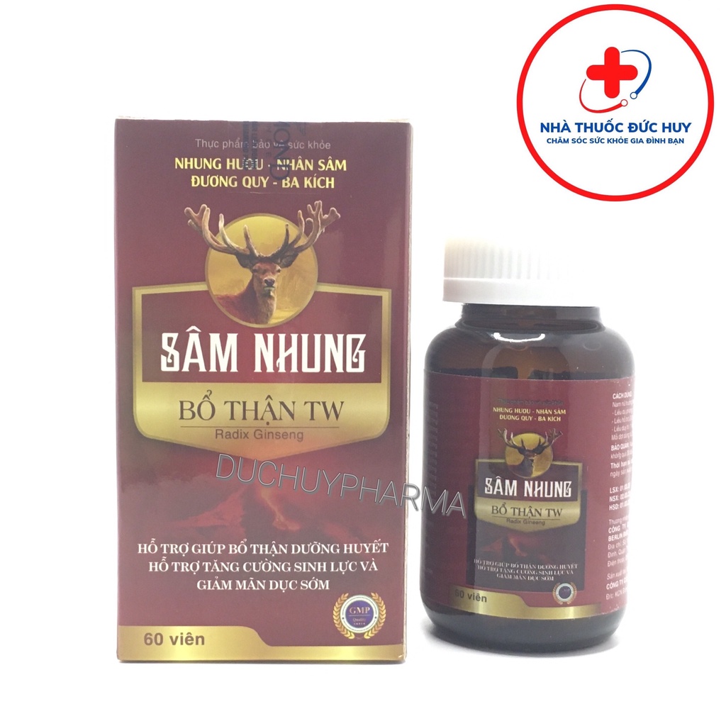 VIÊN UỐNG SÂM NHUNG BỔ THẬN TW - Hỗ trợ tiểu đêm, tăng cường chức năng thận, dùng cho nam và nữ