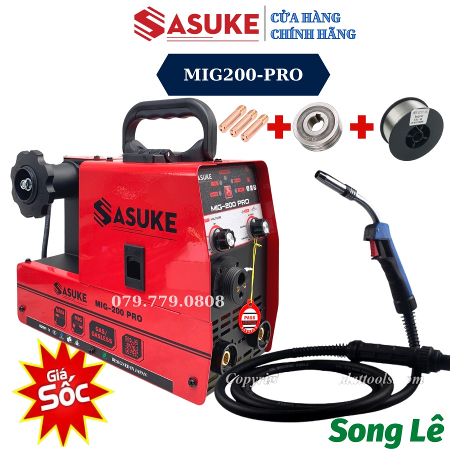 [TẶNG FULL PHỤ KIỆN] Máy hàn Mig Không dùng khí SASUKE - KENMAX MIG 200 PRO - DÂY MIG RỜI 3M - CUỘN DÂY 1KG - 5KG