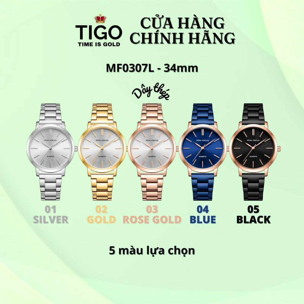 Đồng Hồ Nữ MINI FOCUS MF0307L.03 Dây Thép Vàng Hồng Viền Thép Không Gỉ Cao Cấp Mặt Tròn Đường Kính 34mm Chống Nước