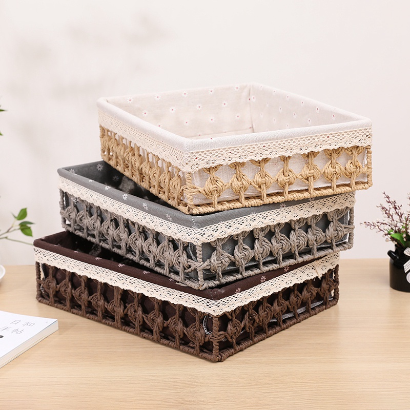 Giỏ mây đựng đồ để bàn phong cách Bắc Âu